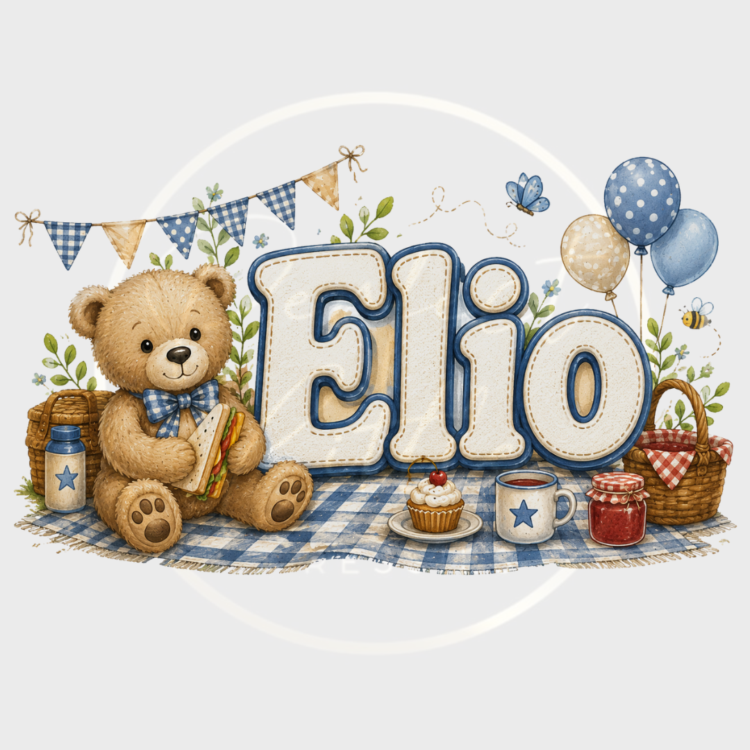 CUSTOM ADHESIVE DECAL - Teddy Bear Picnic Name