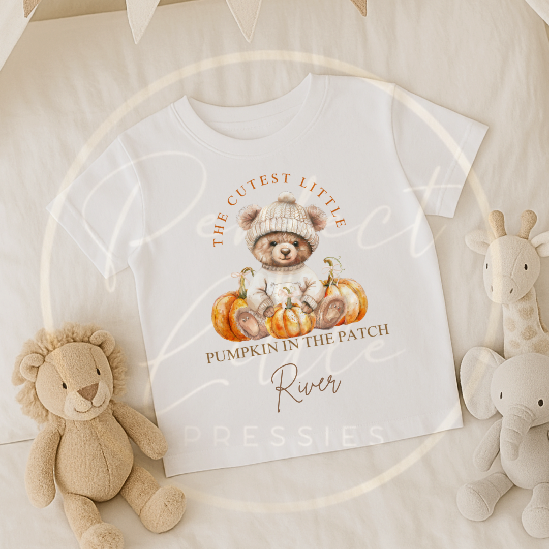 Halloween Cosy Bear Pumpkin Patch T-Shirt