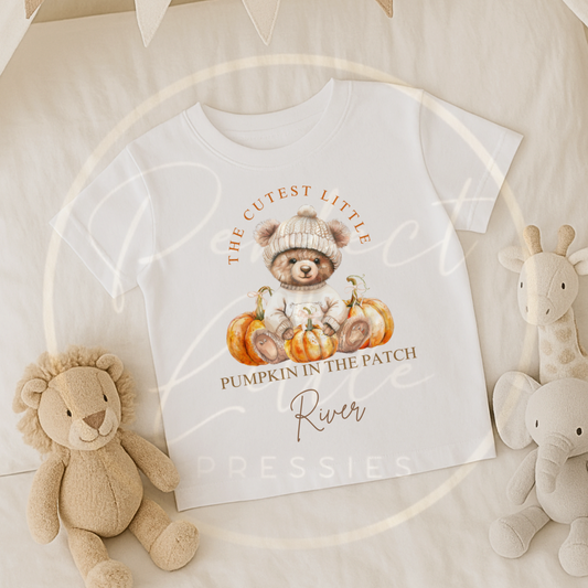 Halloween Cosy Bear Pumpkin Patch T-Shirt