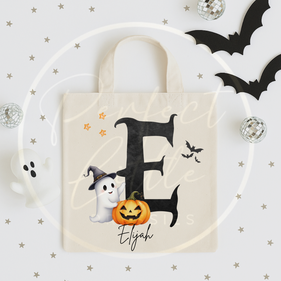 Halloween Spooky Initial Tote Bag