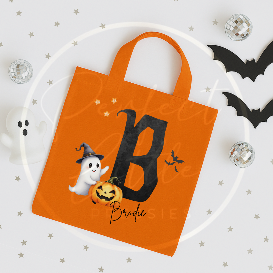 Halloween Spooky Initial Tote Bag