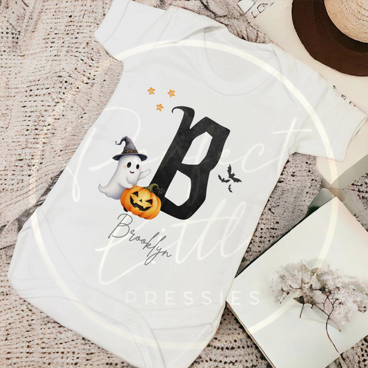 Halloween Spooky Initial Baby Grow