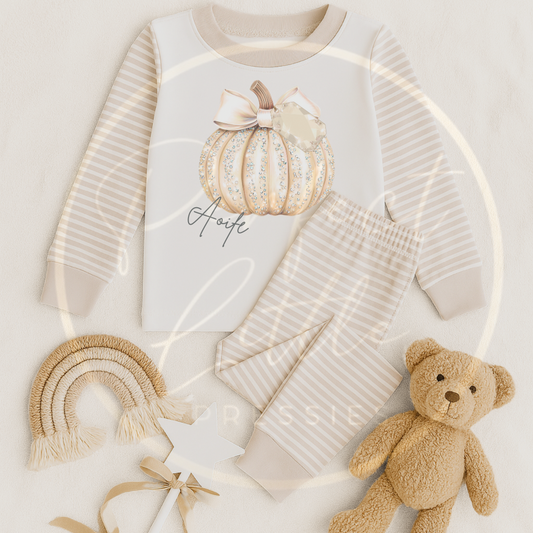 Halloween Kids Glitter Nude Pumpkin Design