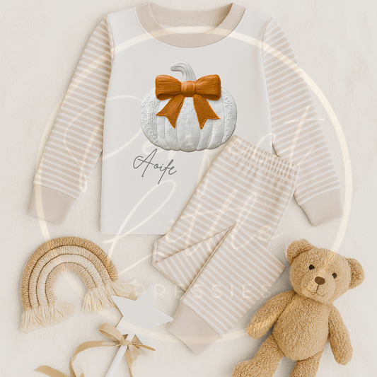 Halloween Kids Embroidered Effect Pumpkin Pyjamas