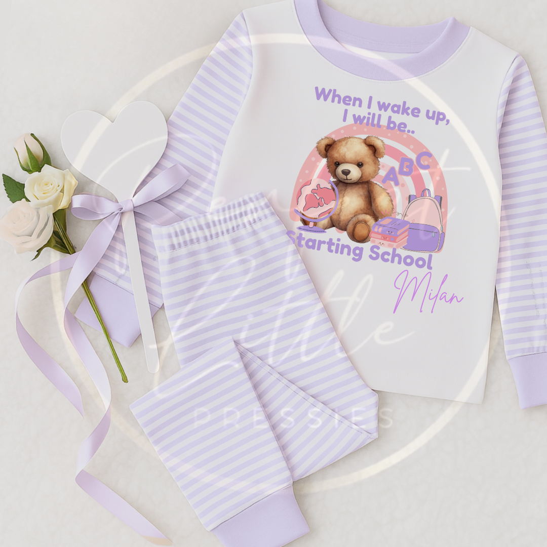 Kids Starting School/Nursery Lilac Bear Pyjamas