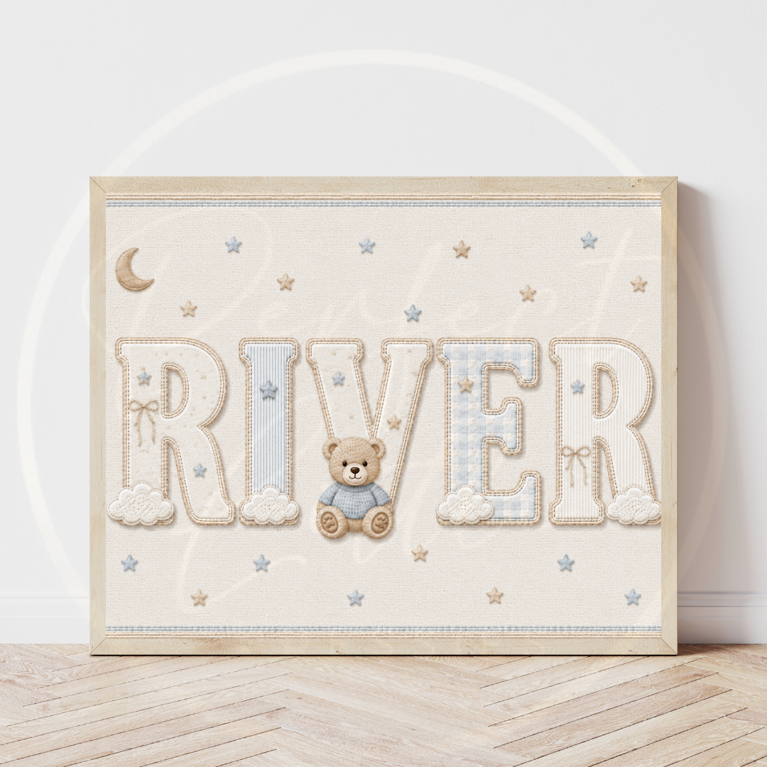 Custom Print - Blue Cloud Bear Name