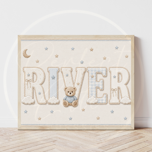 Custom Print - Blue Cloud Bear Name