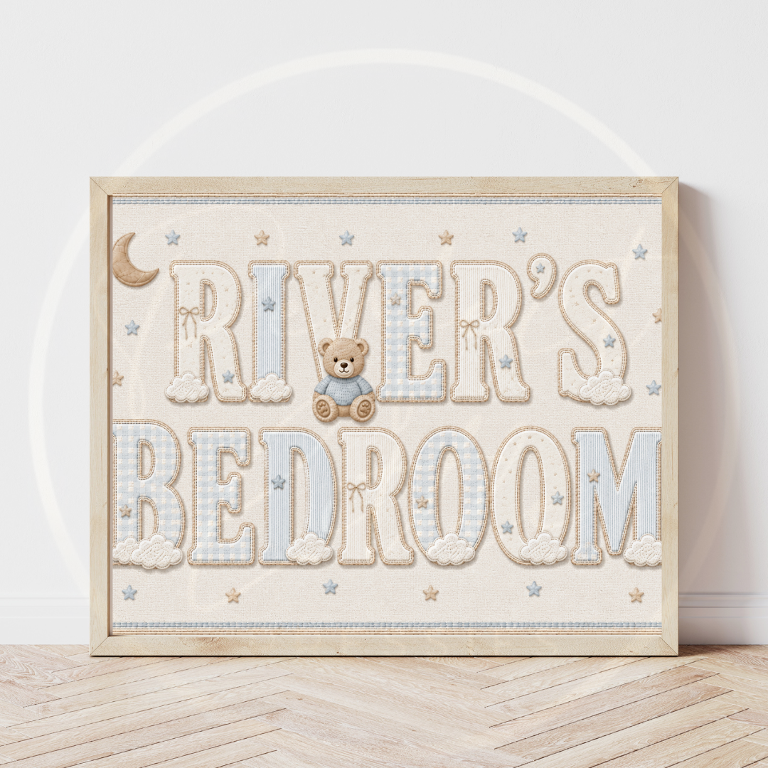Custom Print - Blue Cloud Bear Bedroom