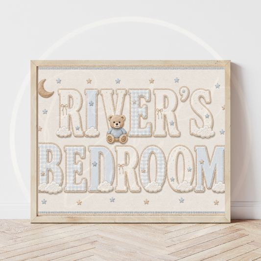 Custom Print - Blue Cloud Bear Bedroom