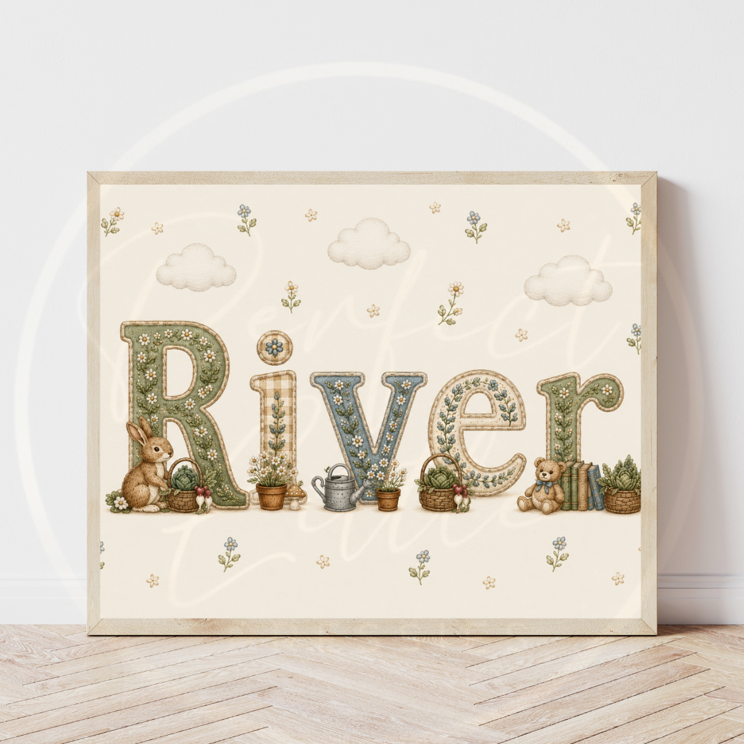 Custom Print - Woodland Bunny Name