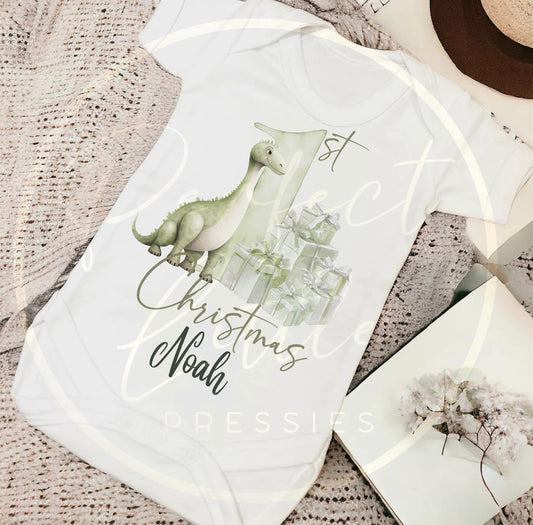 Christmas Baby Grow - 1st Christmas Dinosaur