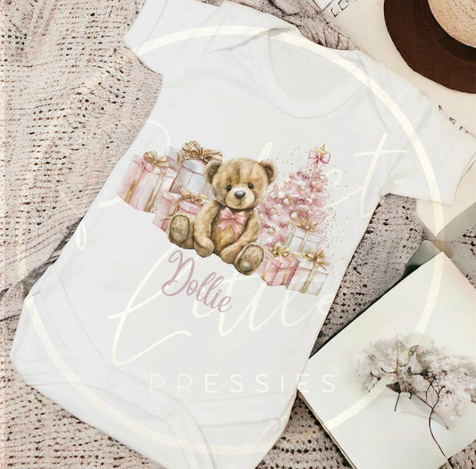 Christmas Baby Grow - Pink Bear Gifts