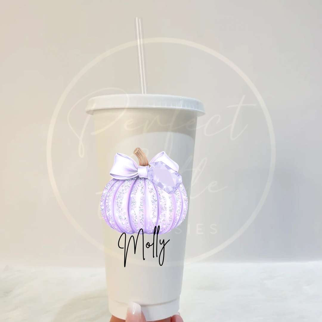 Halloween Cold Cup Glitter Pumpkin Designs 24oz