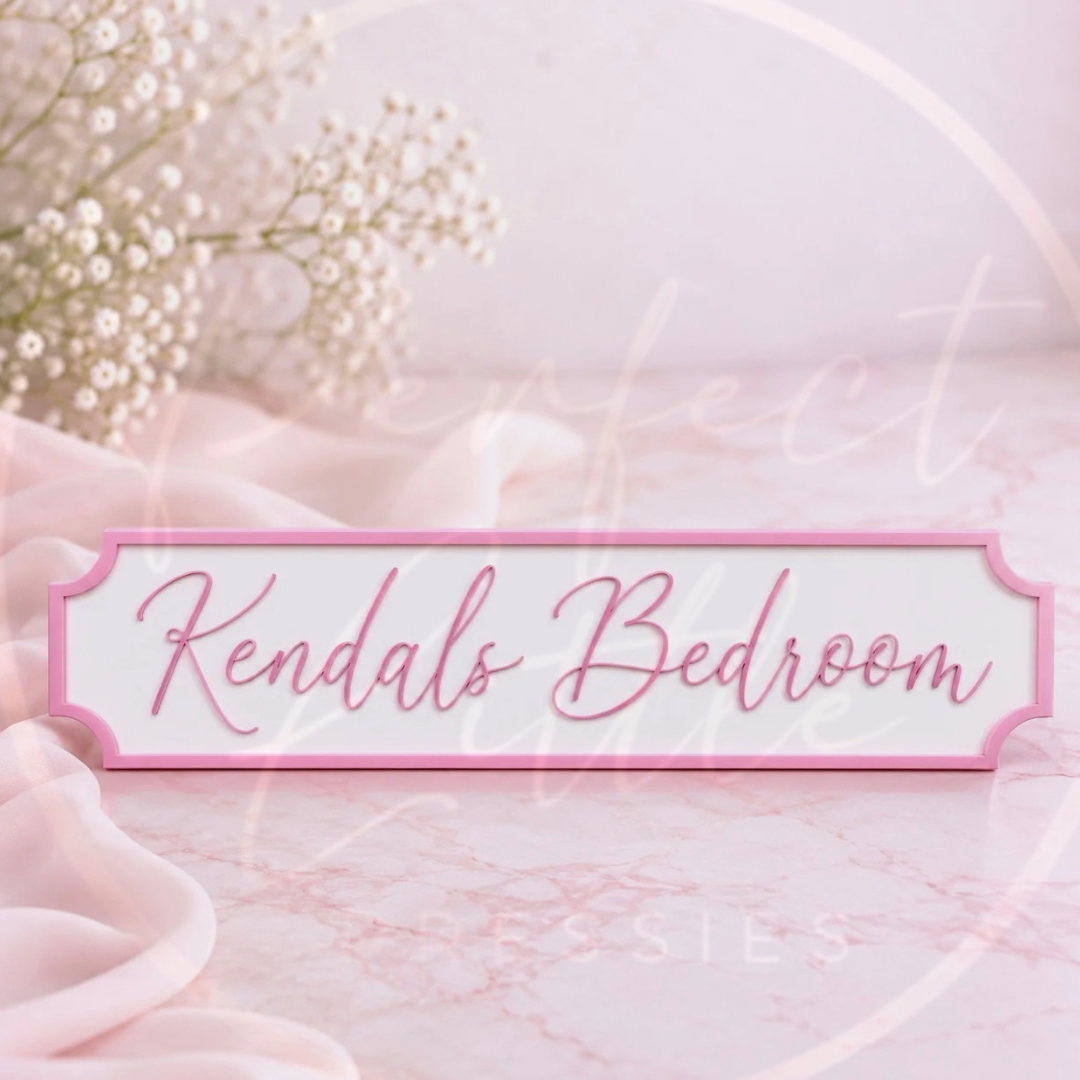 Acrylic Sign - Pink Bedroom Sign 30cm
