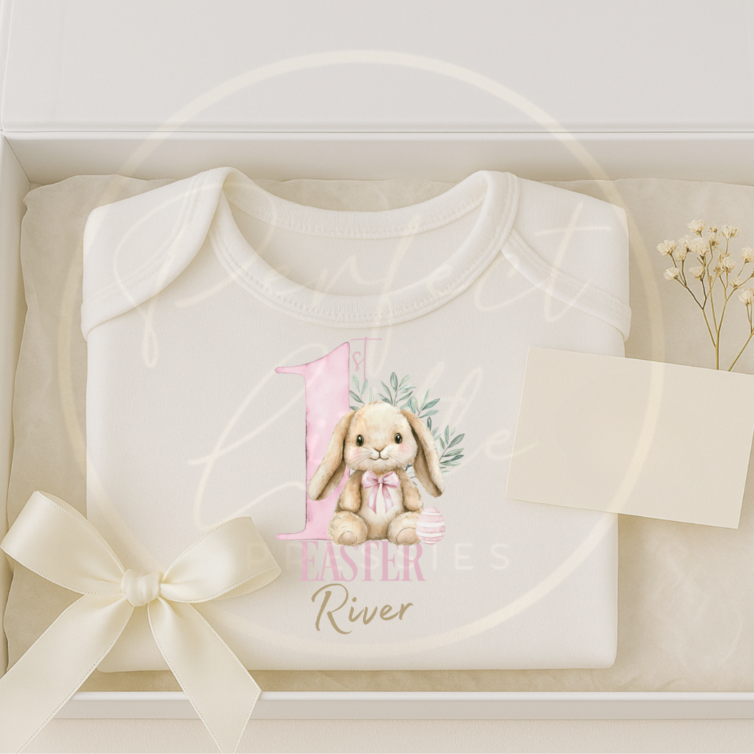Easter - 1st Easter Pink Soft Bunny Baby Grow