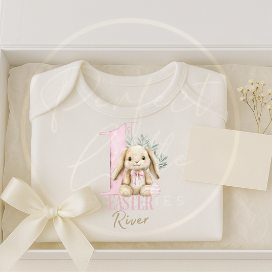 Easter - 1st Easter Pink Soft Bunny Baby Grow