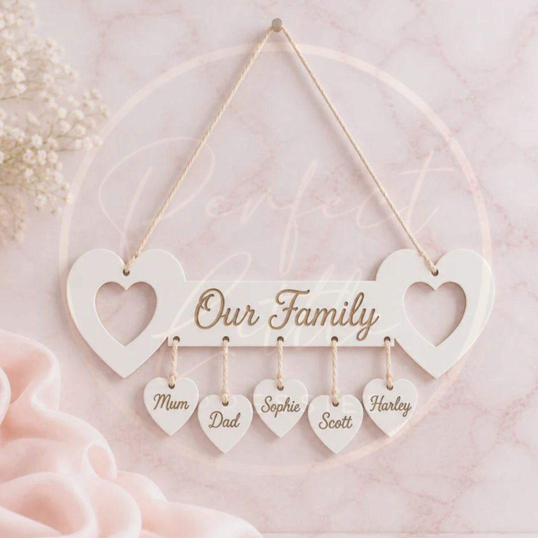 Hanging Sign - Our Family Hearts