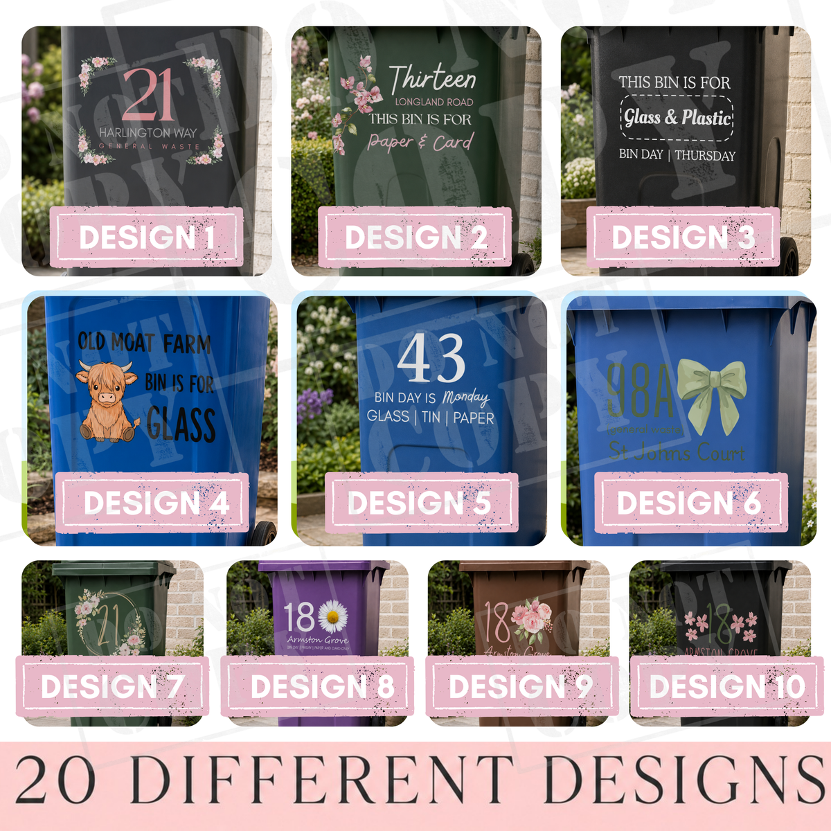 BIN DECALS - 20 Different Designs