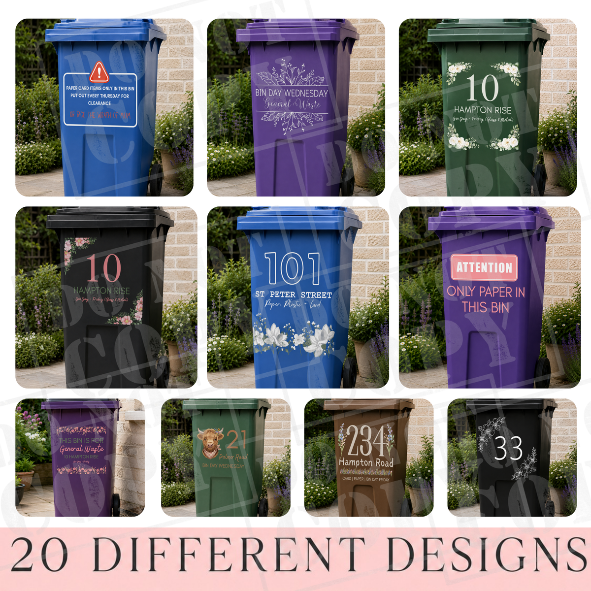 BIN DECALS - 20 Different Designs