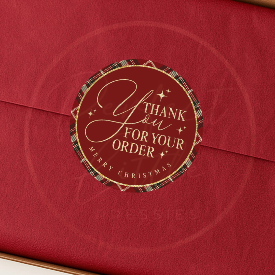 Christmas Stickers - Tartan Thank You Stickers (5 Pack)