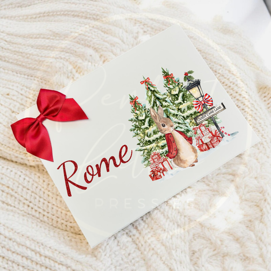 Christmas Box - Red Bunny Candy Cane Lane