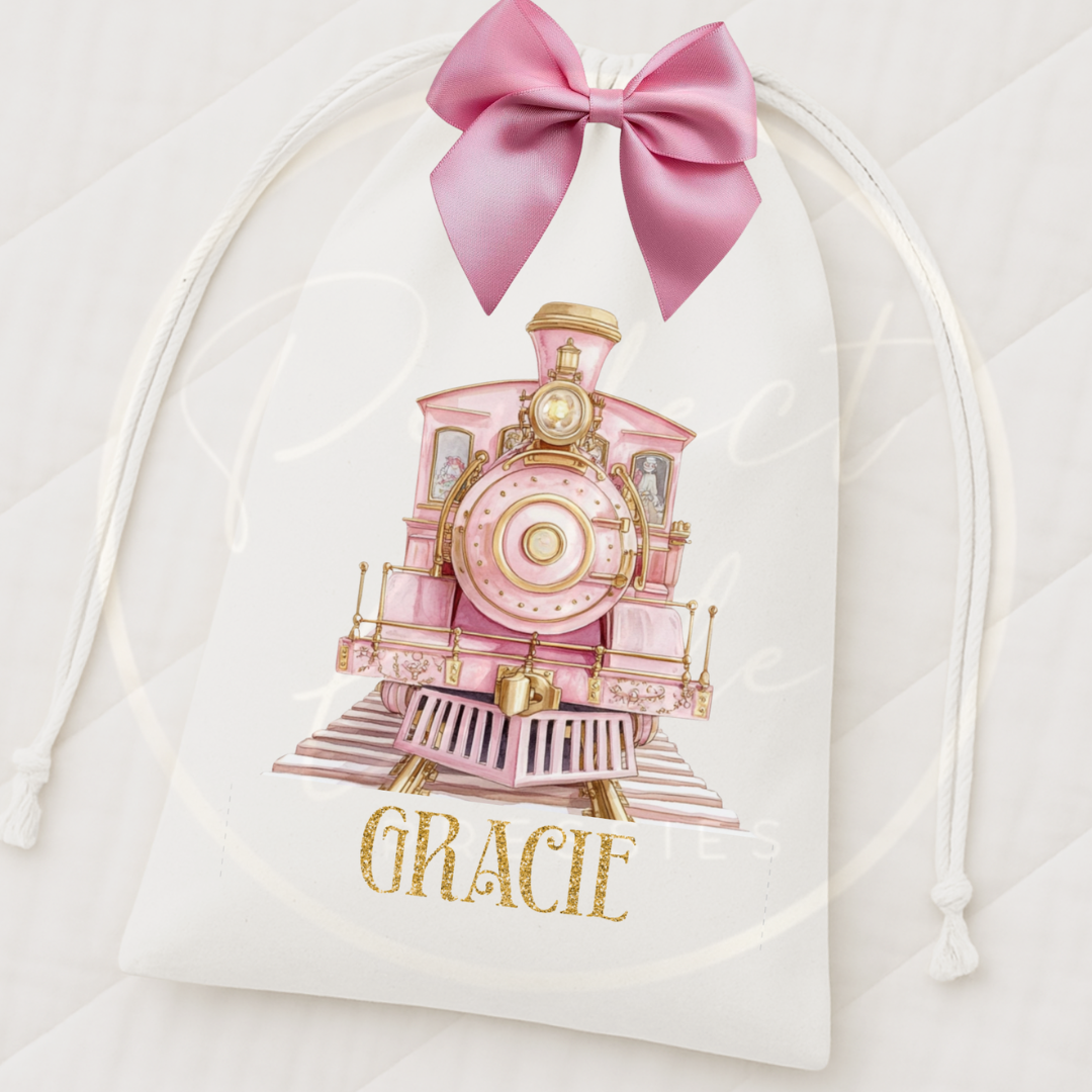 Christmas Drawstring Bag - Pink Express