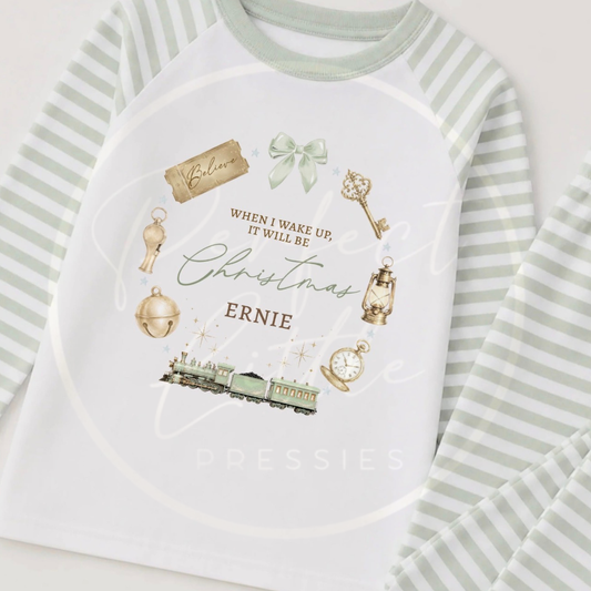 Pyjamas - Christmas Express Train Sage