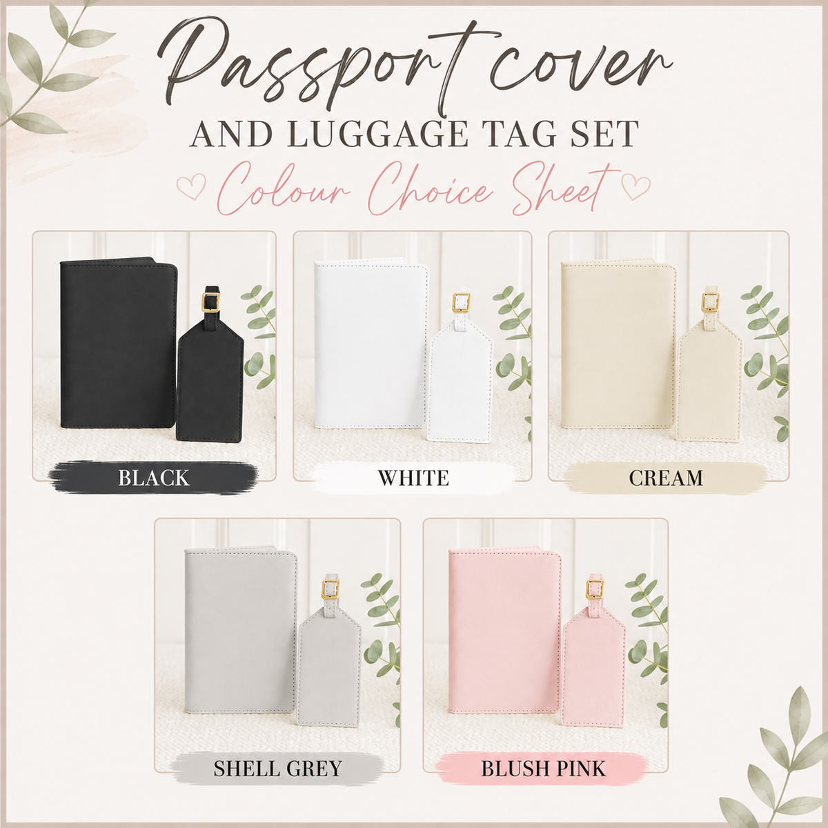 Passport Cover/Luggage Tag Set - Blue Little Europe Bear