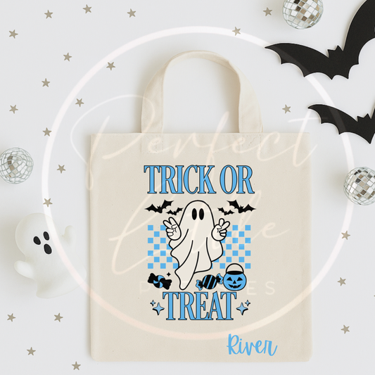 Halloween Blue Trick Or Treat Tote Bag