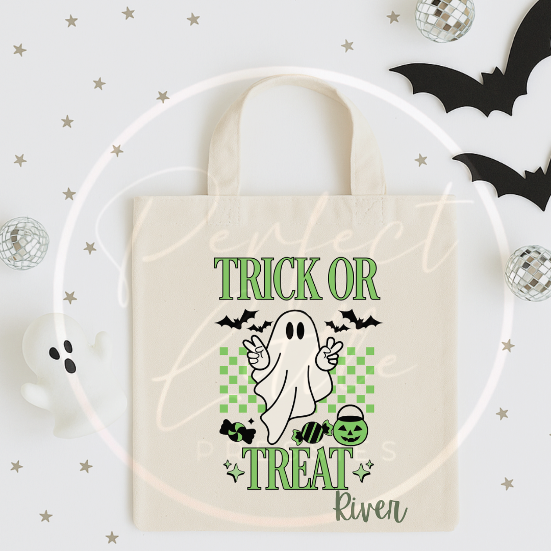 Halloween Green Trick Or Treat Tote Bag