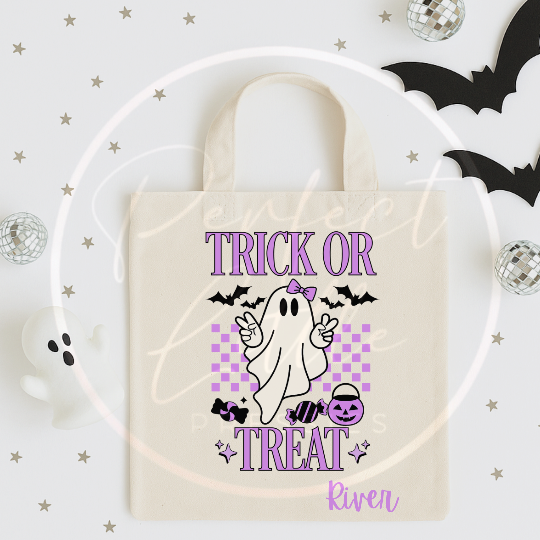 Halloween Purple Trick Or Treat Tote Bag