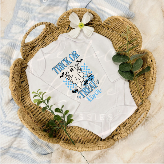 Halloween Blue Trick Or Treat Baby Grow