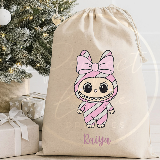 Christmas Sack - Bubu Monster Pink Stripe
