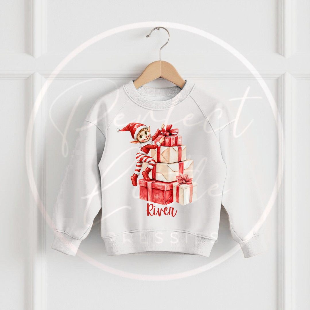Christmas Sweatshirt - Elf Climbing