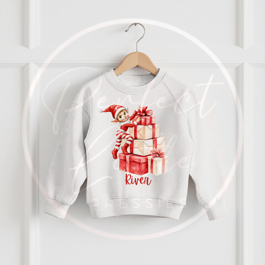 Christmas Sweatshirt - Elf Climbing