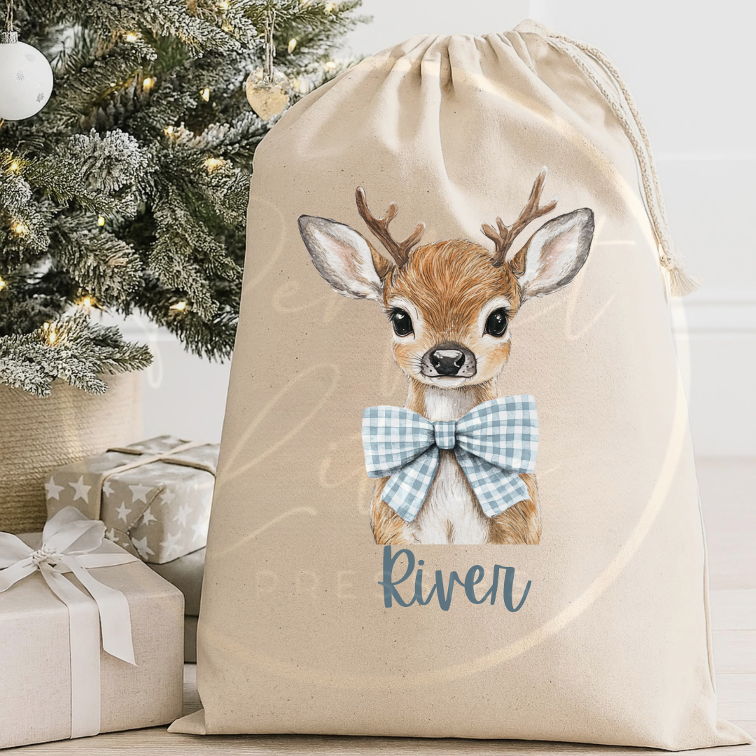 Christmas Sack - Blue Reindeer