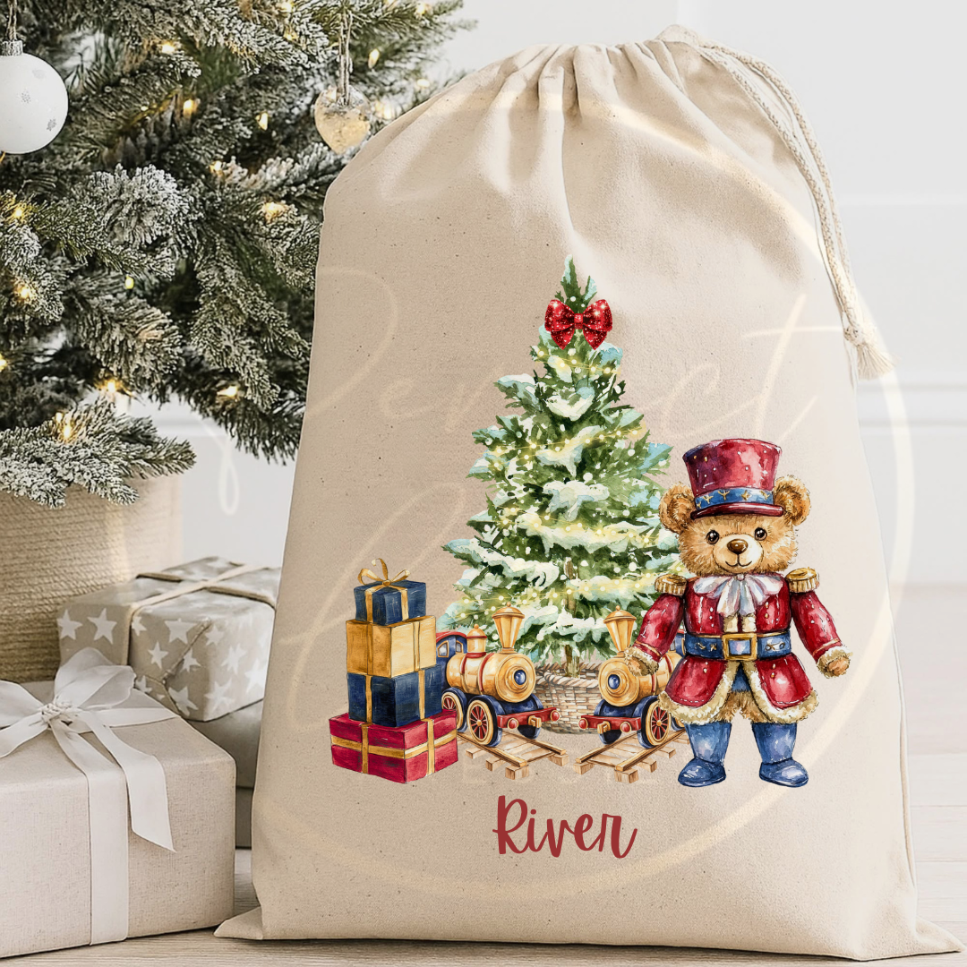 Christmas Sack - Bear Nutcracker Red