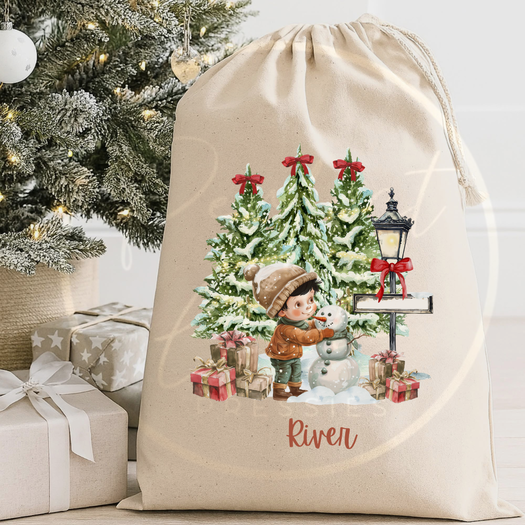 Christmas Sack - Boy/Snowman