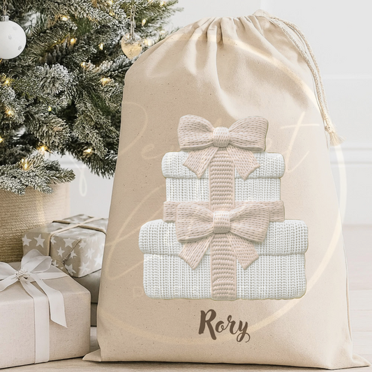 Christmas Sack - Beige Present Stack