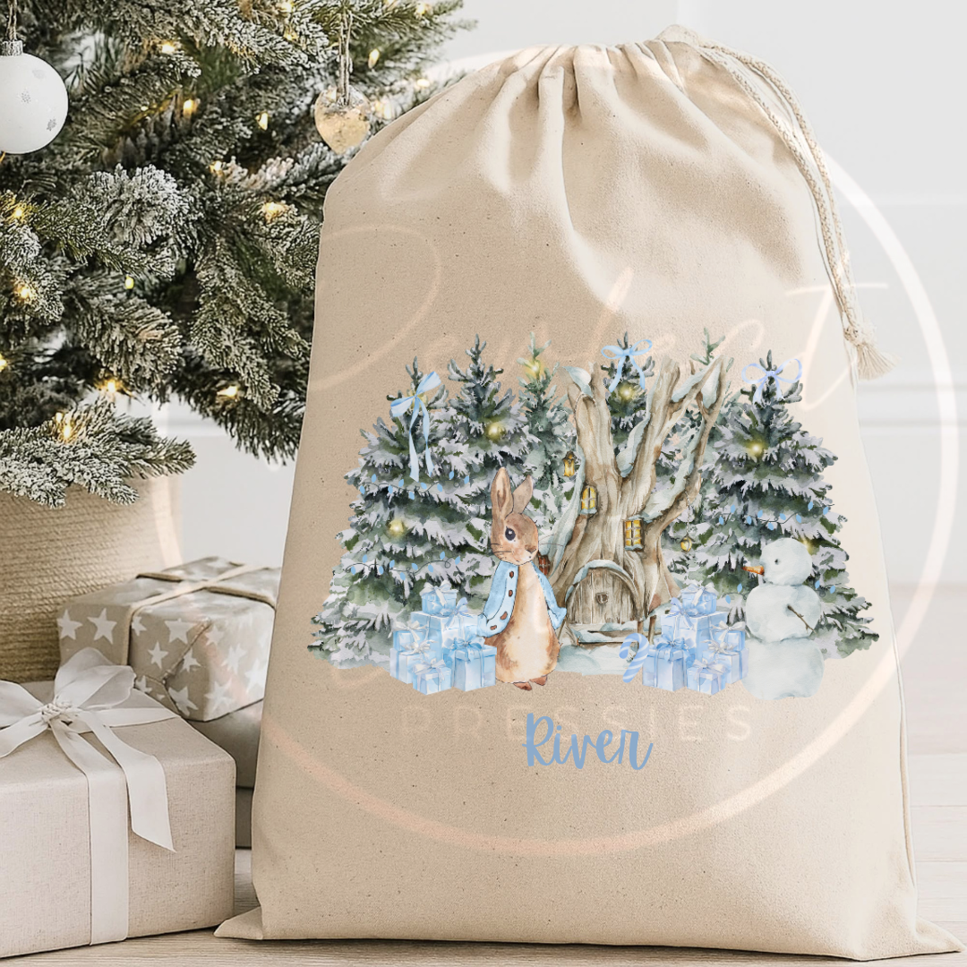 Christmas Sack - Blue Rabbit North Pole