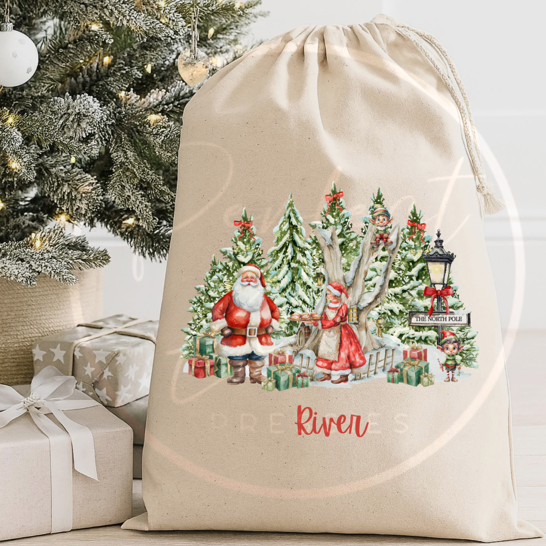 Christmas Sack - Classic Santa Scene