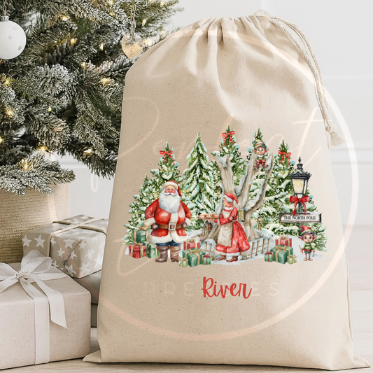 Christmas Sack - Classic Santa Scene
