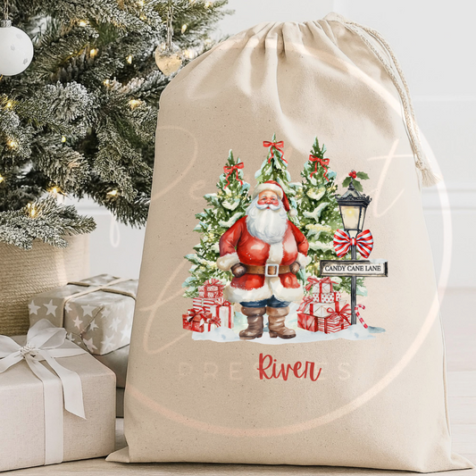 Christmas Sack - Santa Candy Cane Lane