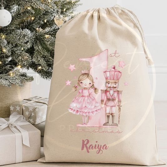 Christmas Sack - 1st Christmas Pink Nutcracker