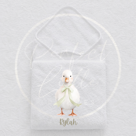 Baby Hooded Towel - Soft Goose Bow Tie Design