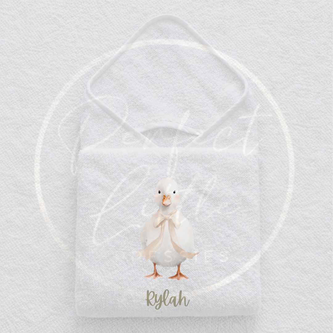 Baby Hooded Towel - Soft Goose Bow Tie Design