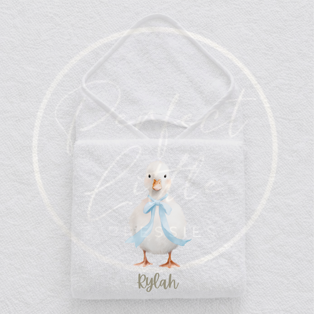 Baby Hooded Towel - Soft Goose Bow Tie Design