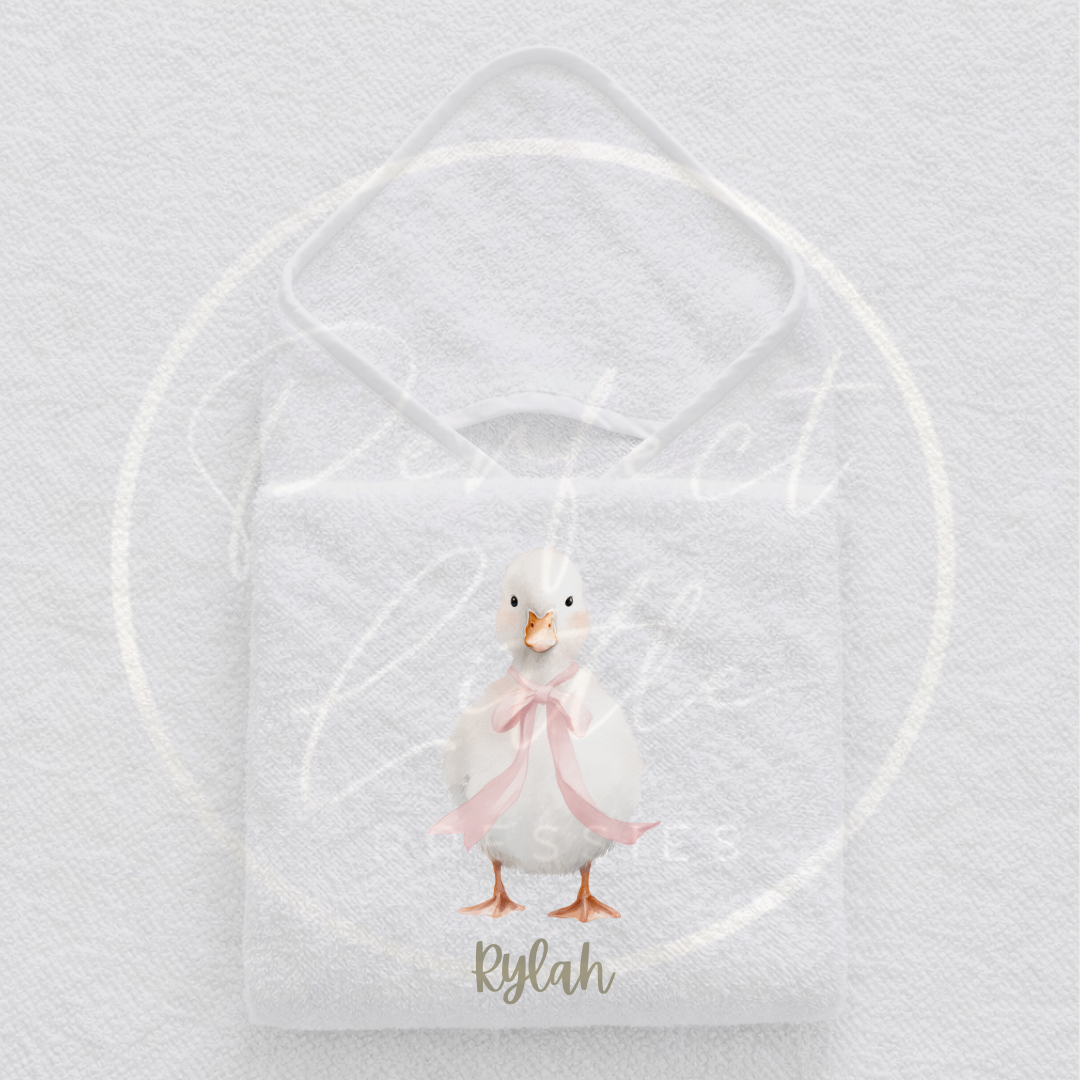 Baby Hooded Towel - Soft Goose Bow Tie Design