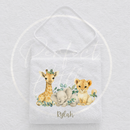 Baby Hooded Towel - Soft Safari Design