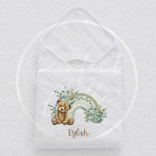 Baby Hooded Towel - Bear Rainbow Design
